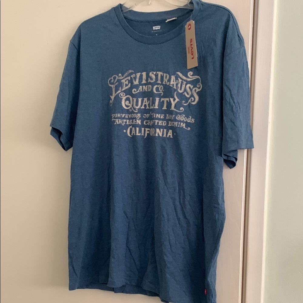 Levi's Blue Short Sleeve Tee Graphic Design